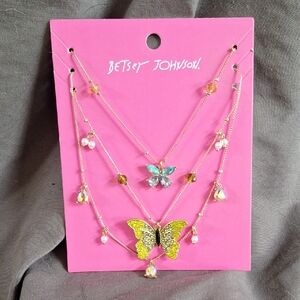 Betsey Johnson Gold and Yellow Butterfly Necklace Set